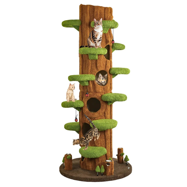 Tree-style cat activity tower with multiple platforms