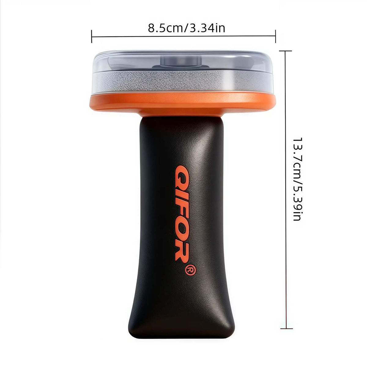 Orange handled glass-cleaning brush dimensions approximately8.5cm wide and13.7cm high