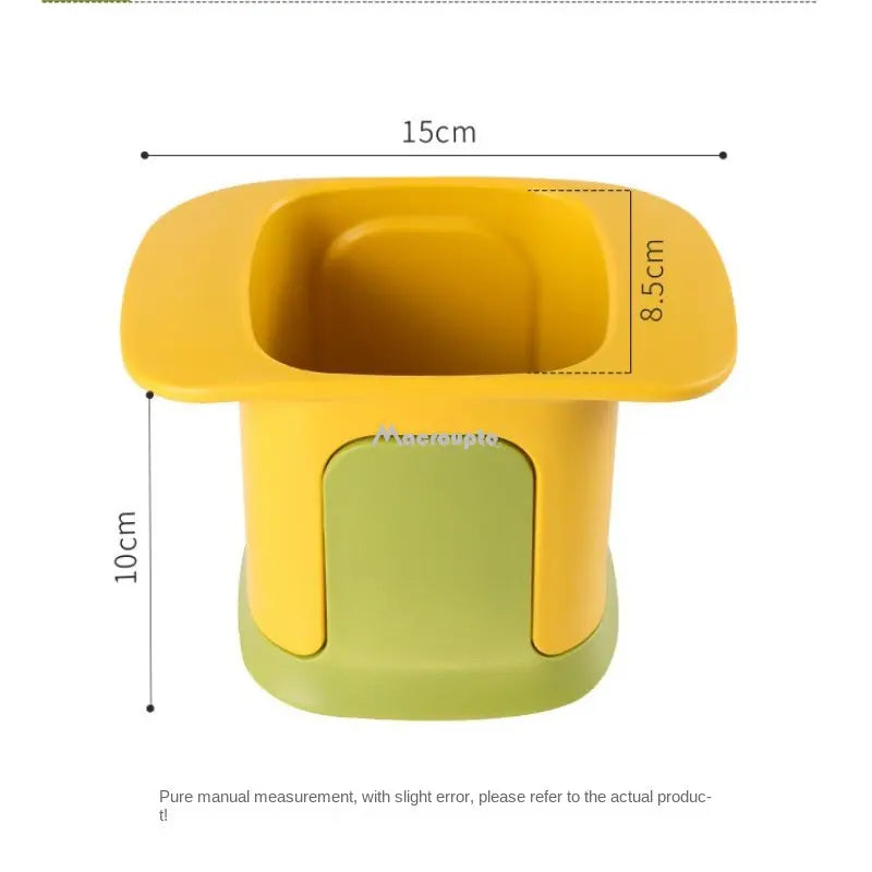 Yellow and green chopper dimensions: 15 cm across the top, 8.5 cm opening, 10 cm height
