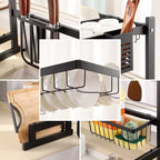 Rack storage holders for kitchen items; photographed contents are props