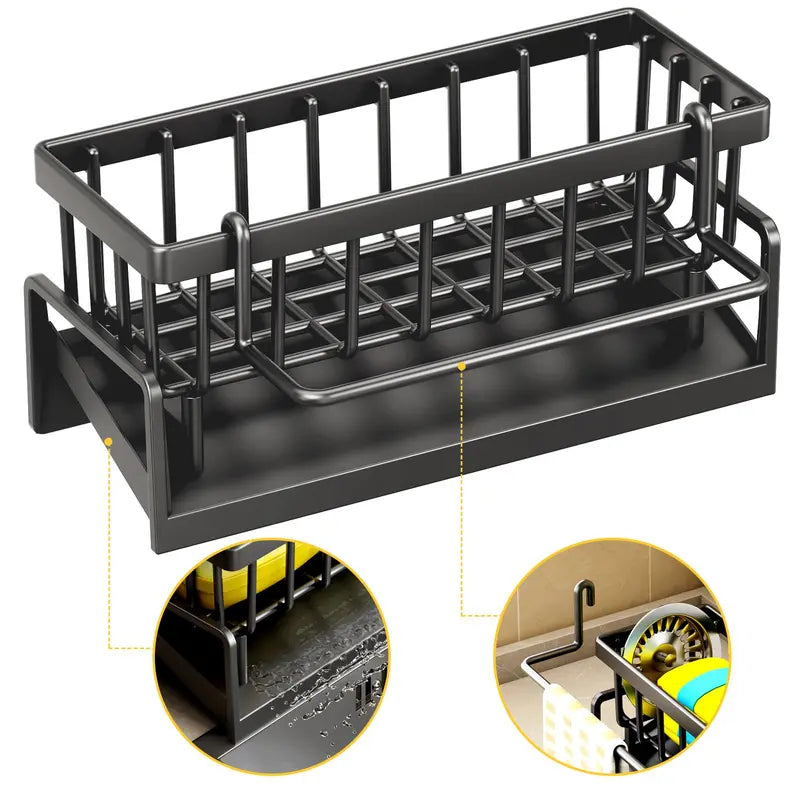 Black organiser with close views of its basket and hanging points
