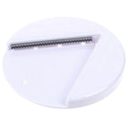White opener showing the V-shaped grip and toothed edge
