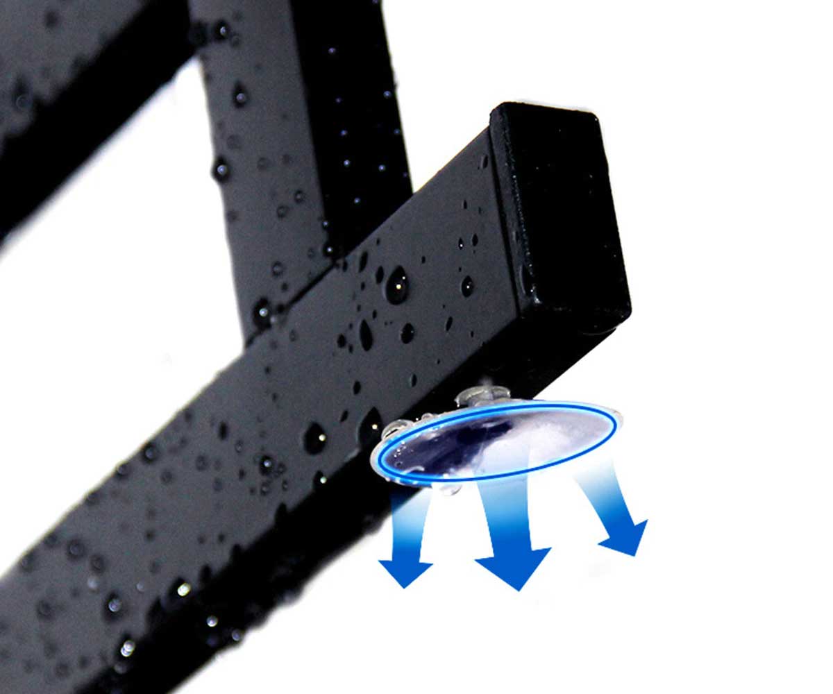 Black rack base and suction-cup detail
